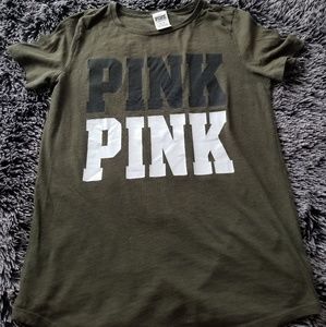 Army green Victoria Secret PINK T-shirt